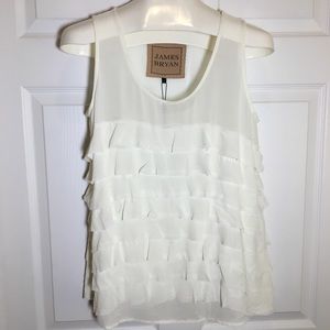 James Bryan Ruffled Sleeveless Tank